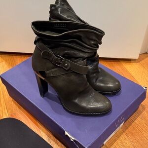 Stuart Weitzman Dark Leather Heeled Boots